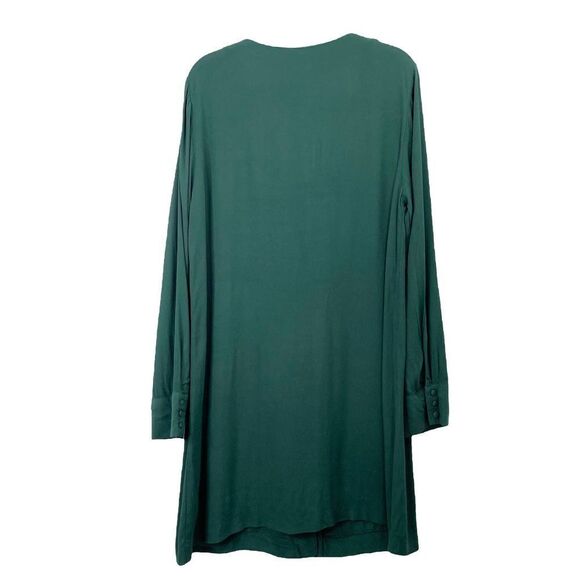 MADEWELL Long Sleeve Button Front Novel Dress‎ Sz L emerald green - Picture 6 of 7